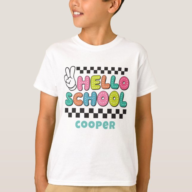 Camiseta masculina retrô fofo volta às aulas (Frente)