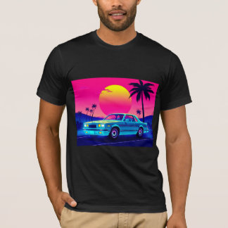Camiseta Masculina Retro Muscle Car Pôr do Sol Out