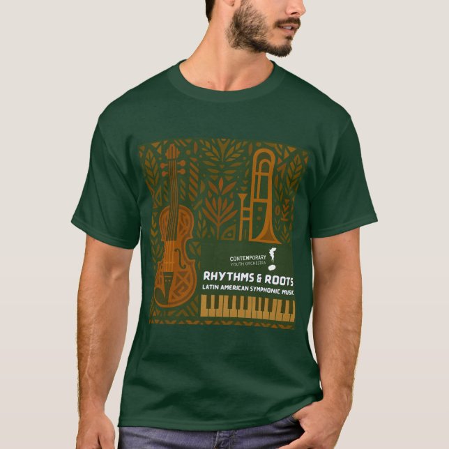 Camiseta masculina Rhythms & Roots (Frente)