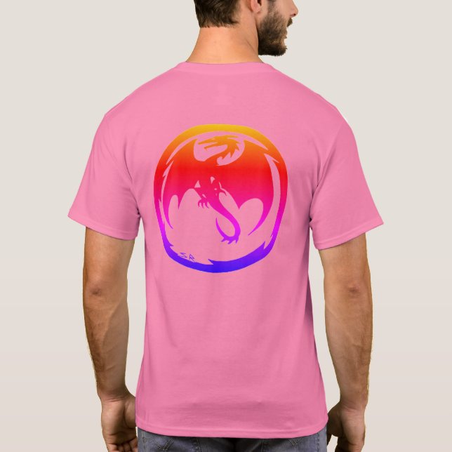 Camiseta masculina rosa Neon Dragon costas (Verso)