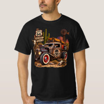Camiseta masculina Route 66 Desert Rat Rod Vintage