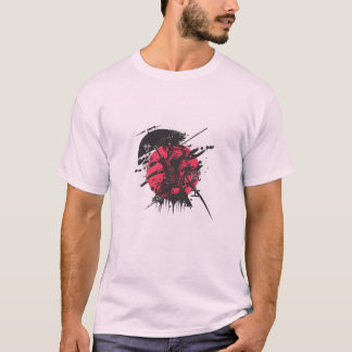 Camiseta masculina samurai vermelha e preta