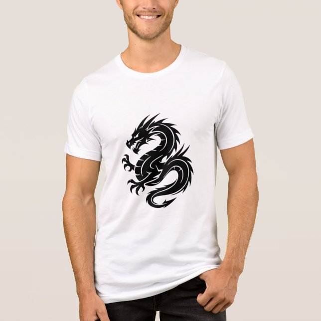 camiseta masculina símbolo do dragão branco (Frente)