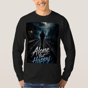 camiseta masculina sozinho mas feliz design mangas
