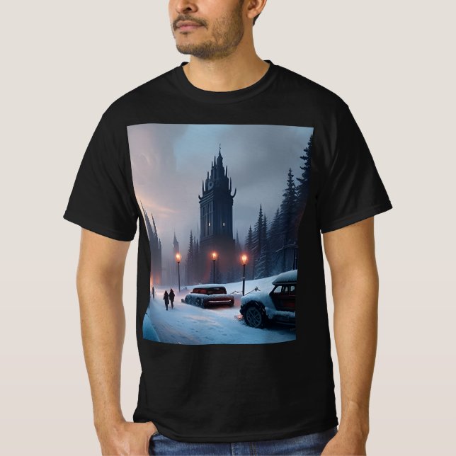Camiseta masculina - Uma cidade de inverno (Frente)