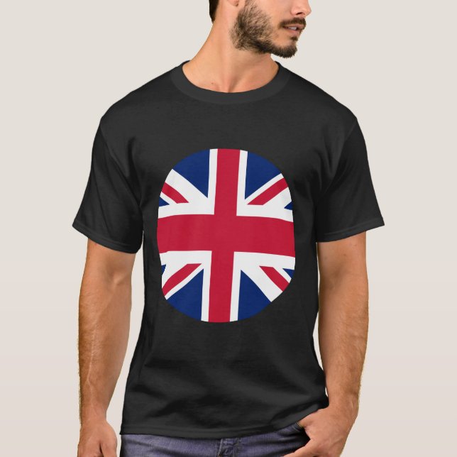 Camiseta masculina Union Jack circular preta (Frente)