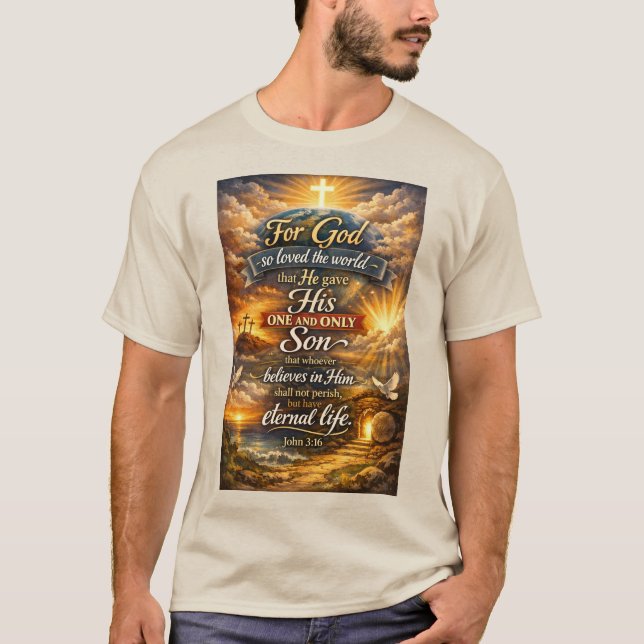 Camiseta Masculina Versículo Bíblico João 3:16 (Frente)