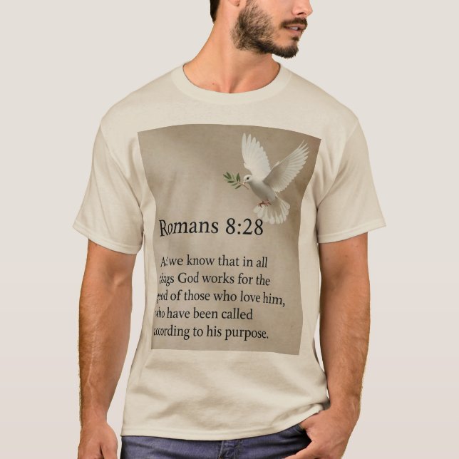 Camiseta Masculina Versículo Bíblico Romanos 8:28 (Frente)