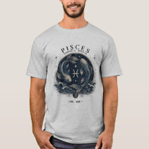 Camiseta Masculina Vintage de Peixes do Zodíaco