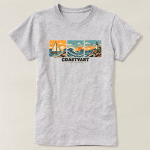 Camiseta Masculina Vintage Ondas do Oceano Costeir