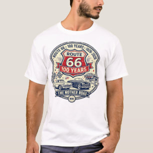 Camiseta masculina Vintage Route 66 100 Anos 1926–