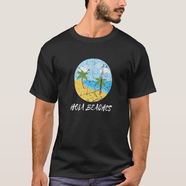 Camiseta Masculinas Férias de Verão de Praia Areia Palmeira (Frente)