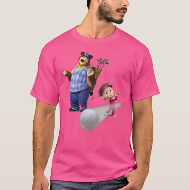 Camiseta Masha E O Tempo Do Golfe Do Urso (Frente)