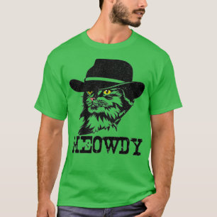Camiseta Mashup Engraçado de Gato Meowdy Entre Meow e Howdy