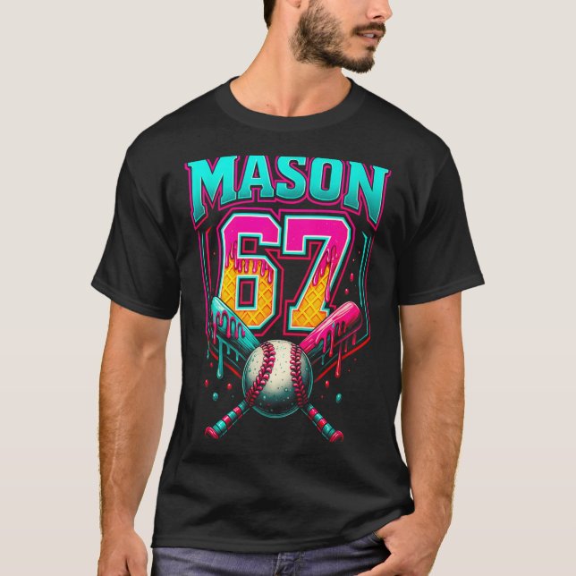 Camiseta Mason 67 Funny Ice Cream Drip Baseball Ice Cream D (Frente)
