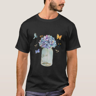 Camiseta Mason Jar Bee Wildflower Cottagecore Borboleta