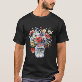 Camiseta Mason Jar com Flores