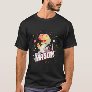 Camiseta MASON - Nome do Menino Bonito com Dinossauro Giro
