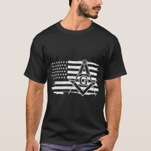 Camiseta Mason Square _ Compass Masonic US Flag Freemason S