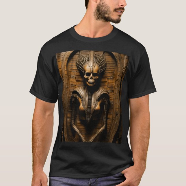 Camiseta Masonic Lodge Tableau no Estilo de H.R. Giger" (Frente)