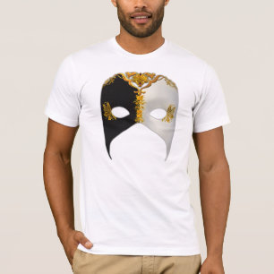 Camiseta Masque veneziano: Preto, Branco e Dourado