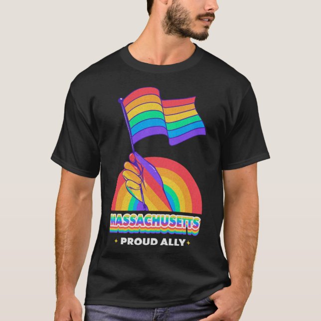 Camiseta Massachusetts Ally Pride Mês LGBT LGBT Co (Frente)