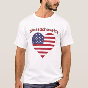 Camiseta Massachusetts American Flag Heart