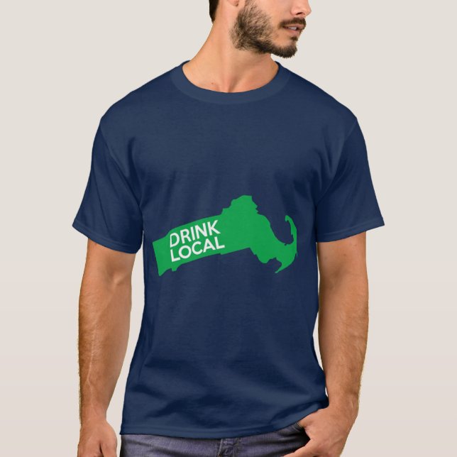 Camiseta Massachusetts Beber MÃES locais verdes (Frente)