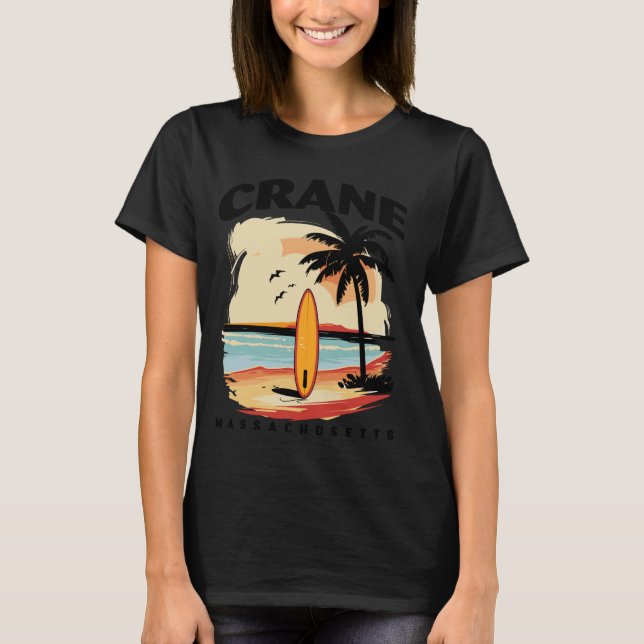 Camiseta Massachusetts Crane Surfboard Men Mulheres (Frente)