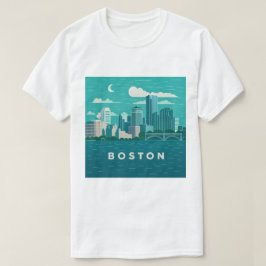 Camiseta Massachusetts Night Cityscape | Boston City