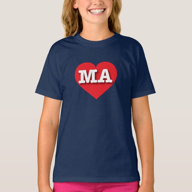 Camiseta Massachusetts Red Heart - Eu amo MÃES (Frente)