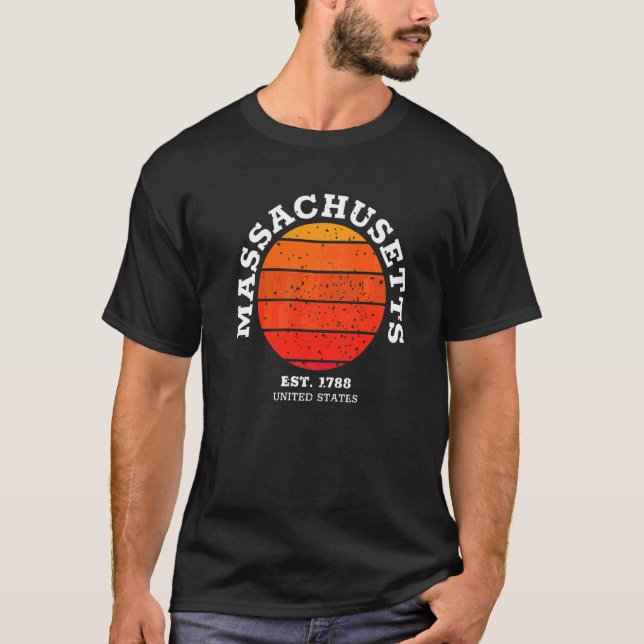 Camiseta Massachusetts Retro Sunset Vintage Mães Esportivas (Frente)