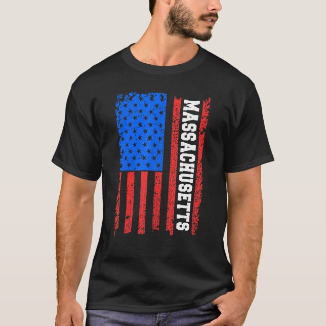 Camiseta Massachusetts Usa Flag (Frente)