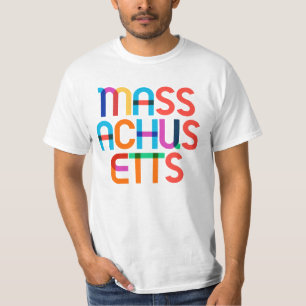 Camiseta Massachusetts Vintage Retro Pop Art 80s Arco-íris