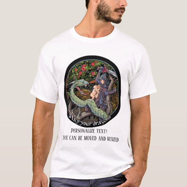 Camiseta MASSACRE SEUS DRAGÕES, arte medieval, Jordão (Frente)