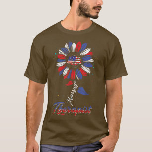 Camiseta Massagem Terapista EUA Bandeira Funny