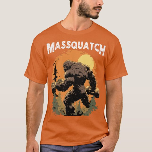 Camiseta Massquatch Funny Workout Gym Sasquatch Weightlifte (Frente)