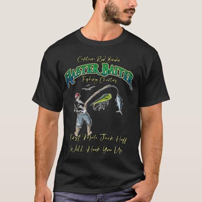 Camiseta Master Baiter Fishing Charter Capitão Rod Bender (Frente)