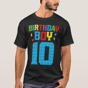 Camiseta Master Builder 10th Birthday Boy Dez 10 Anos Build
