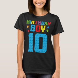 Camiseta Master Builder 10th Birthday Boy Dez 10 Anos Build