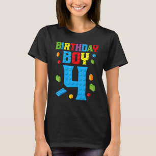 Camiseta Master Builder 4th Birthday Boy 4 Quatro anos Buil