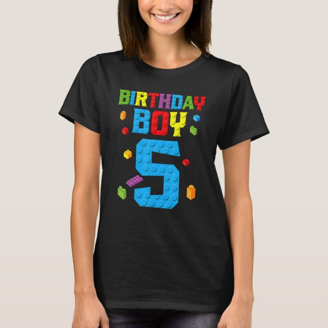 Camiseta Master Builder 5 Birthday Boy 5 cinco anos (Frente)