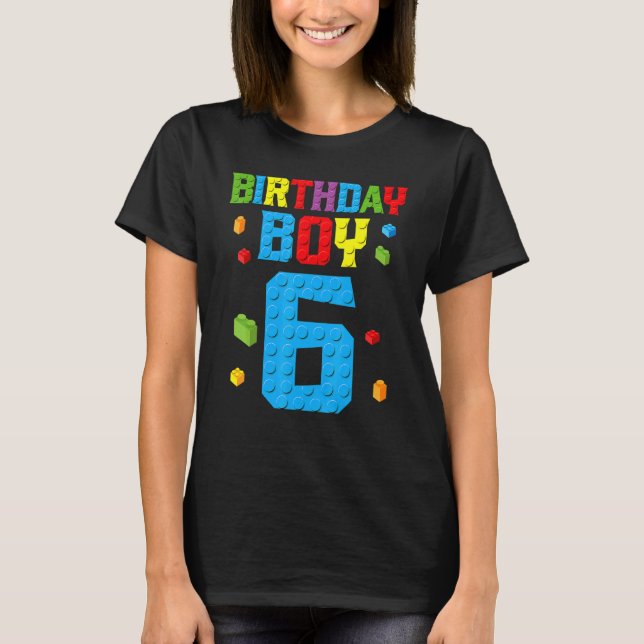 Camiseta Master Builder 6 Birthday Boy 6 Seis Anos Construí (Frente)