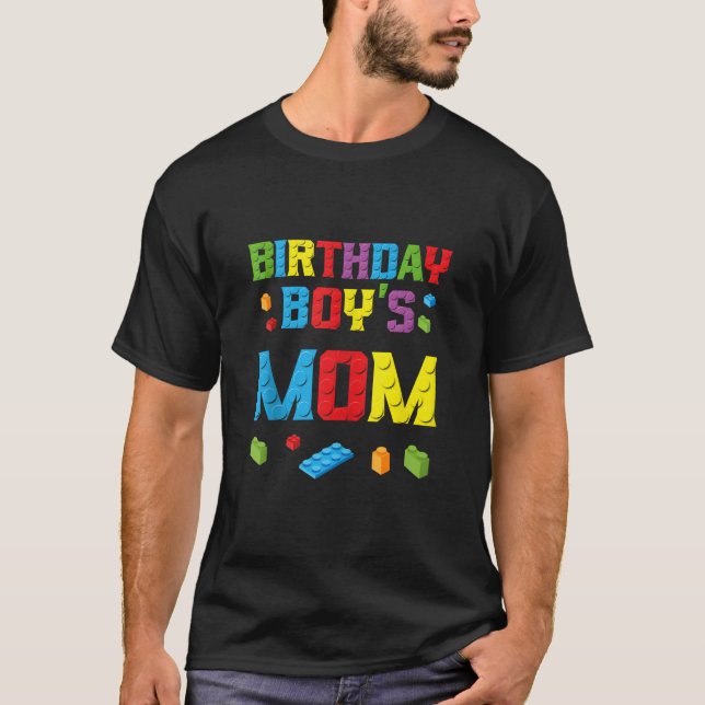 Camiseta Master Builder Birthday Boy s Mom Building Bricks  (Frente)