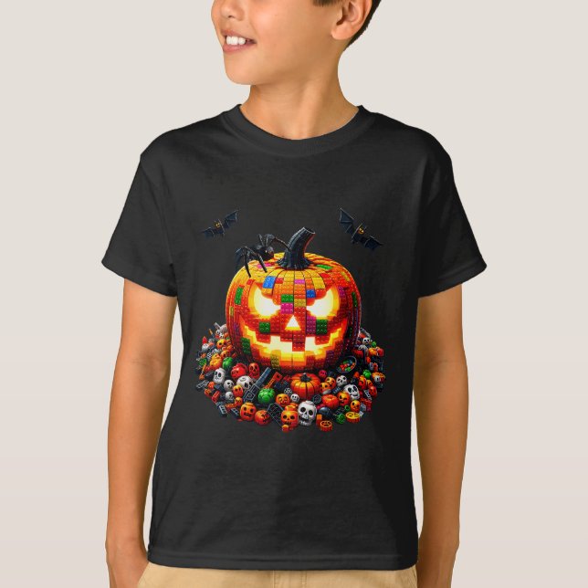 Camiseta Master Builder Blocks Bricks Building Pumpkin Hall (Frente)