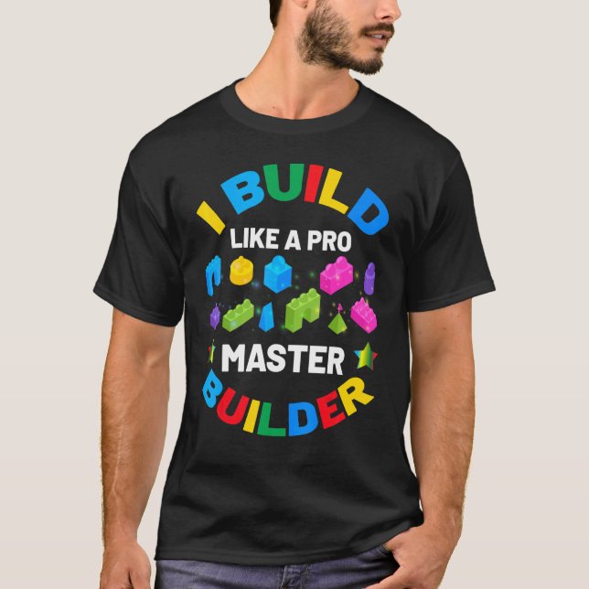 Camiseta Master Builder Blocks Construindo Kids (Frente)