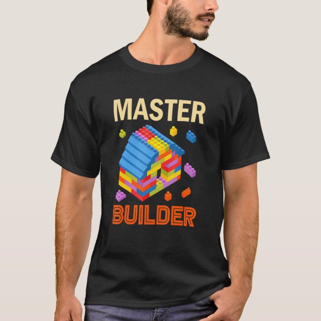 Camiseta Master Builder Bricks Boys Building Blocks (Frente)