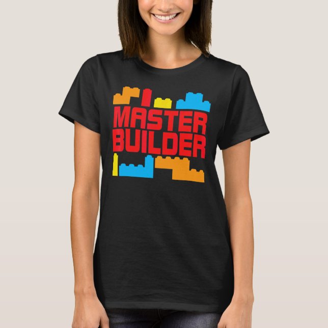 Camiseta Master Builder Building Blocks Brick Toys Crianças (Frente)