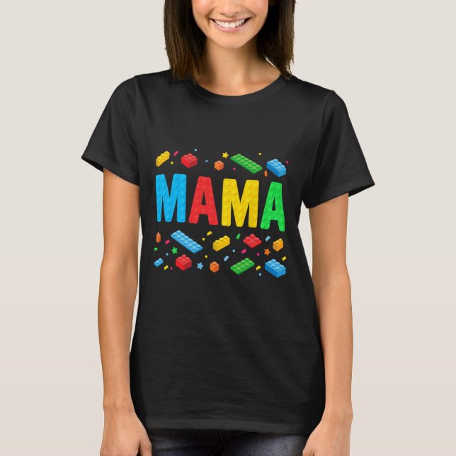Camiseta Master Builder Building Bricks Bloqueia Mãe Engraç (Frente)