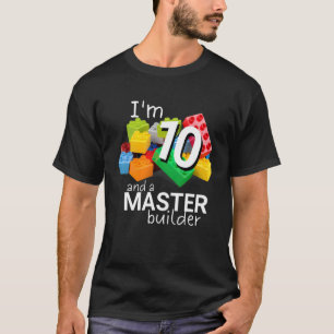Camiseta Master Builder Cute Block Building 10th Birthday B